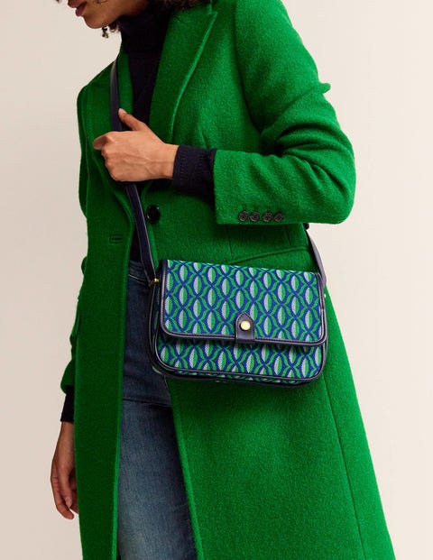 Structured Crossbody Bag - Green Geo