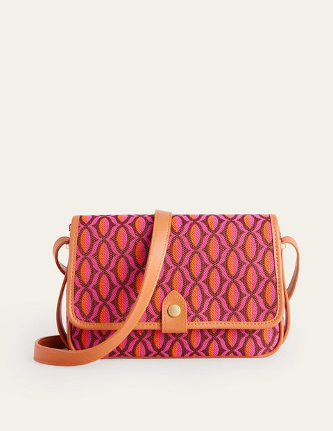 Wool Trapeze Tote Bag - Pink Boucle Check