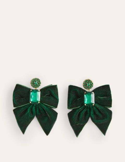 BODEN PARTY BOW EARRINGS CHATSWORTH GREEN WOMEN BODEN