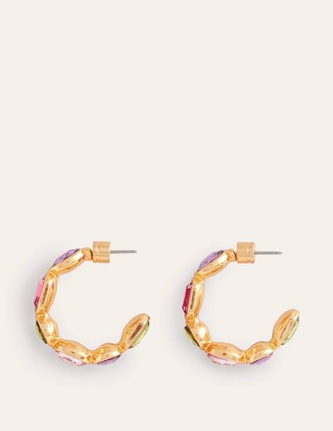 Boden Jewelled Hoop Earrings Pink Multi Women