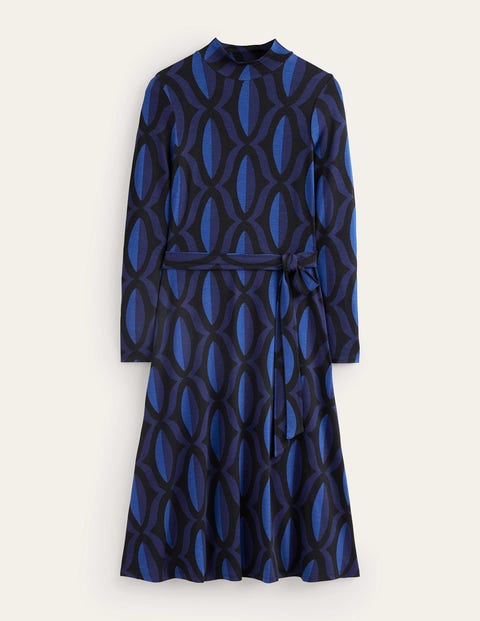 Boden Alberta Jersey Midi Dress Sapphire Blue, Geo Valley Women