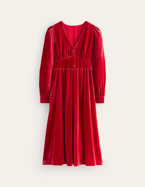 Boden Elise Velvet Midi Dress Red Women