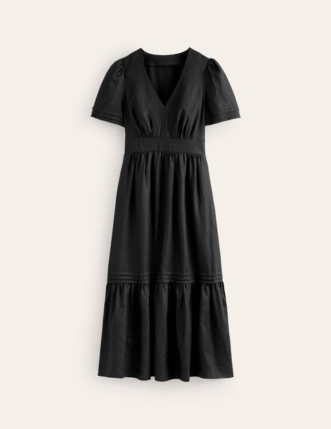 Eve Linen Midi Dress - Black