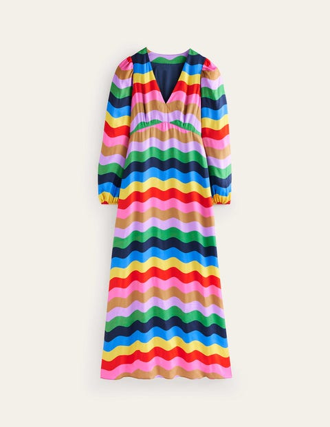 Francis Empire Maxi Tea Dress - Multi, Rainbow Wave | Boden UK