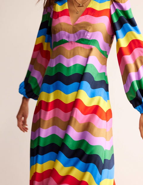 Francis Empire Maxi Tea Dress - Multi, Rainbow Wave