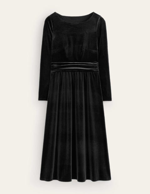 Fay | Black Velvet Corset Style Knot Maxi Dress, US 10 / Black