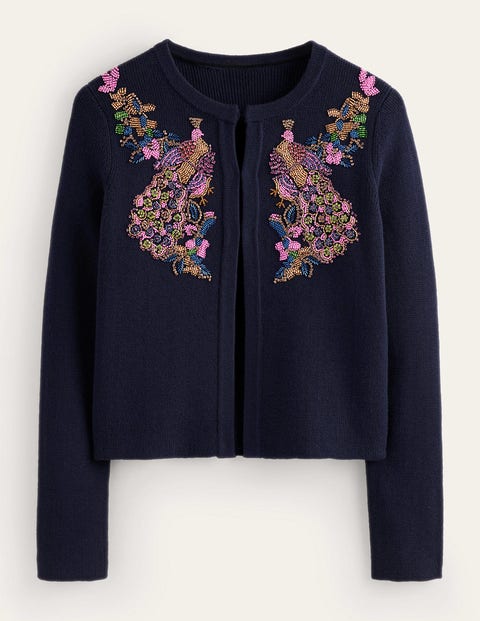 Boden Embellished Knitted Jacket Navy Women