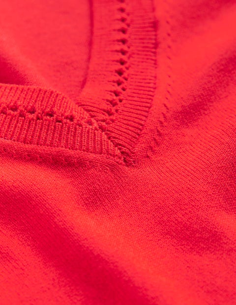 Boden Catriona Cotton V-neck Sweater Poppy Red Women