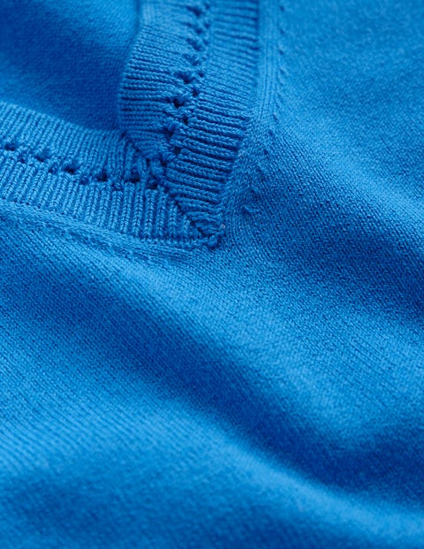 Catriona Cotton V-Neck Jumper - Brilliant Blue | Boden US