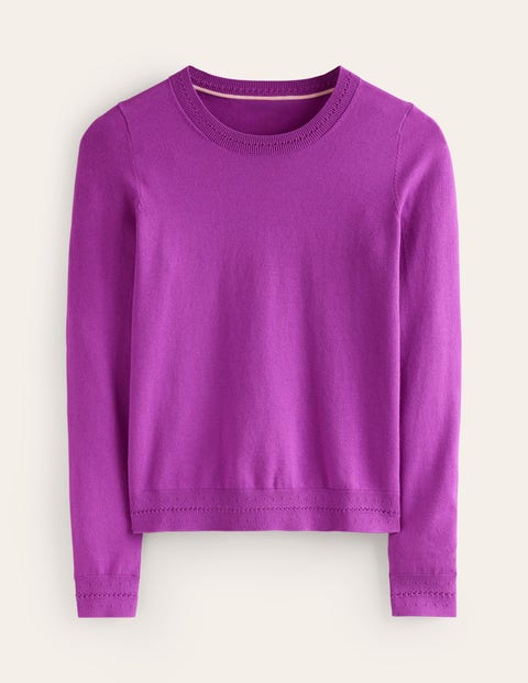 Boden Catriona Cotton Crew Sweater Hyacinth Violet Women