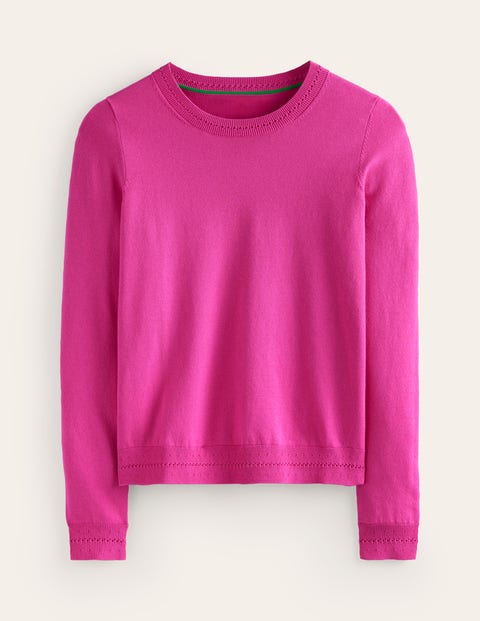 Boden Catriona Cotton Crew Sweater Rose Violet Women
