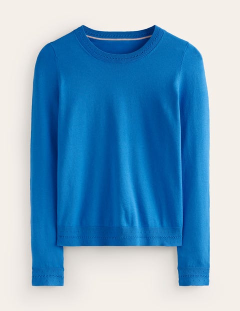 Boden Catriona Cotton Crew Sweater Brilliant Blue Women