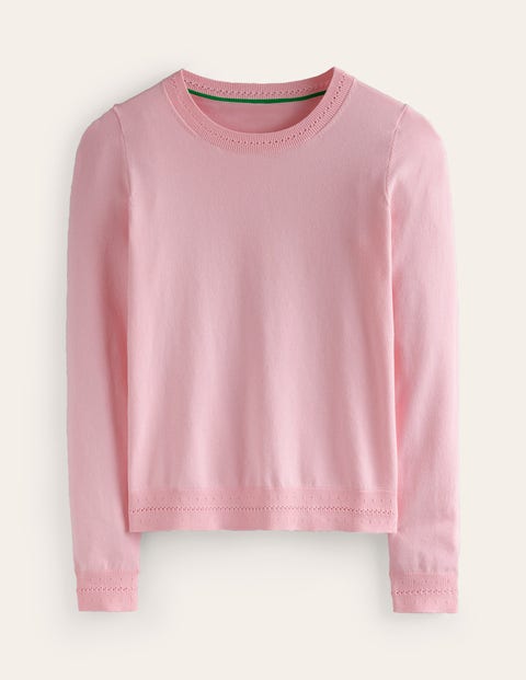 Boden Catriona Cotton Crew Sweater Orchid Pink Women
