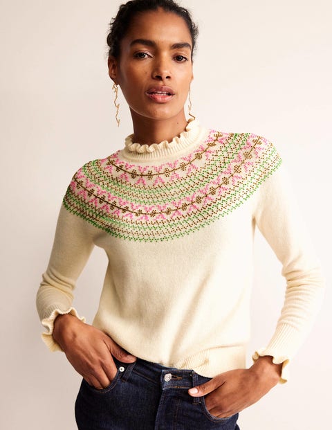 Wholesale Women's Knitwear Sweater Stone Embroidered Powder