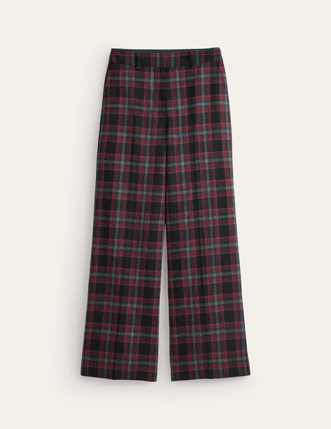 Boden Check Trousers Green And Brown Check Women