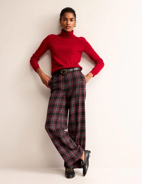 Westbourne Check Trousers Green and Brown Check Women Boden, Green and Brown Check