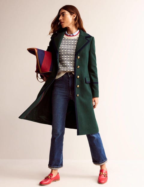 Tipped Military Coat Chatsworth Green Women Boden, Chatsworth Green