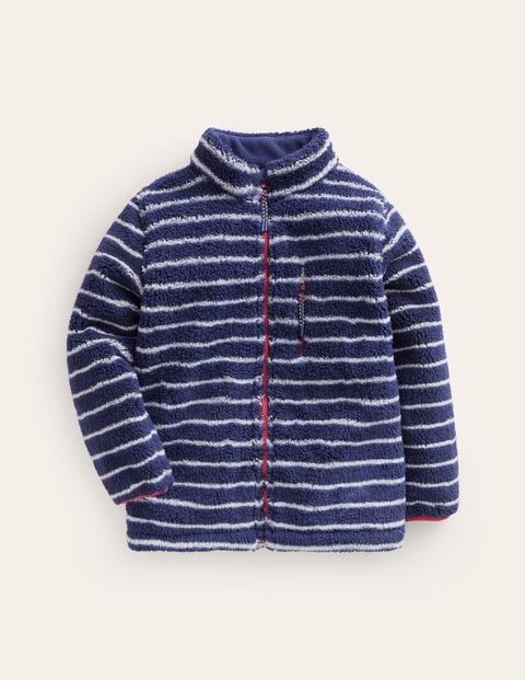 Cosy Windproof Fleece College Navy Ivory Stripe