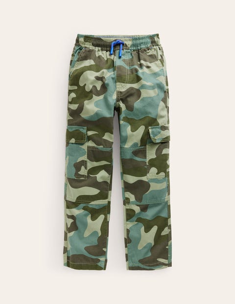 Cargo Pull-on Trousers Rosemary Green Camo Boys Boden, Rosemary Green Camo