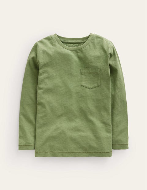 Mini Boden Kids' Long-sleeved Washed T-shirt Safari Green Girls Boden
