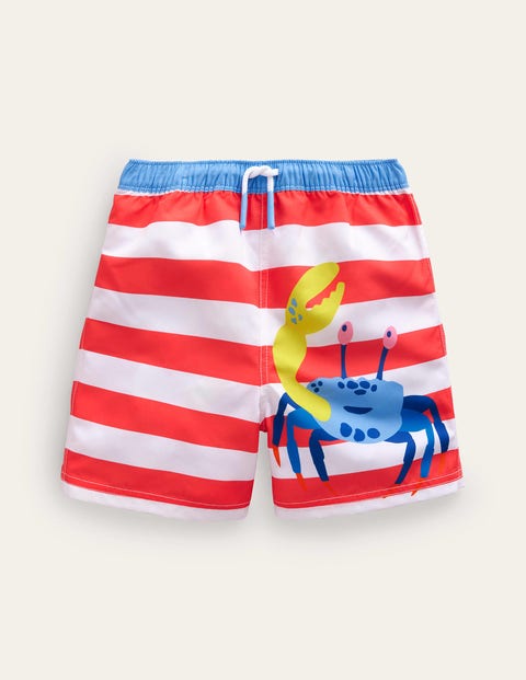 Mini Boden Kids' Swim Shorts Red And White Crab Boys Boden