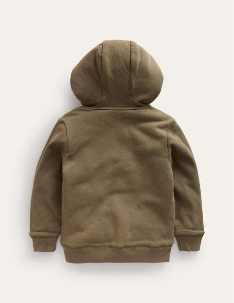 Shaggy-lined Appliqué Hoodie - Classic Khaki Dinosaur