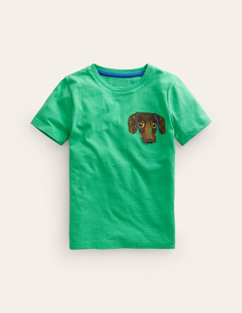 Superstitch Logo T-Shirt Green Girls Boden