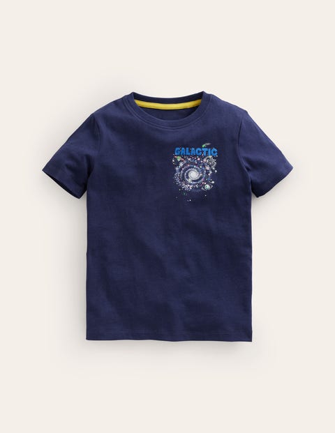 Mini Boden Kids' Relaxed Printed T-shirt College Navy Galaxy Boys Boden