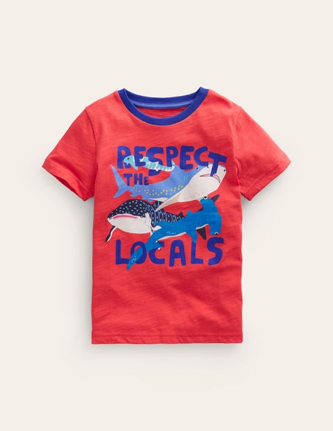 Printed Sharks T-shirt Red Boys Boden
