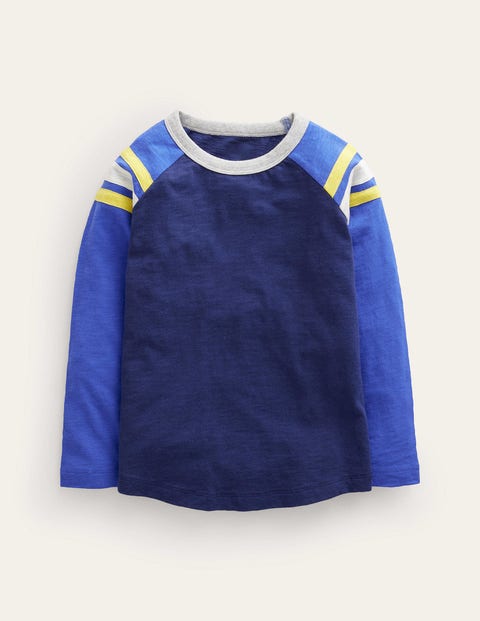 Mini Boden Kids' Long Sleeve Raglan T-shirt College Navy/dazzling Blue Boys Boden