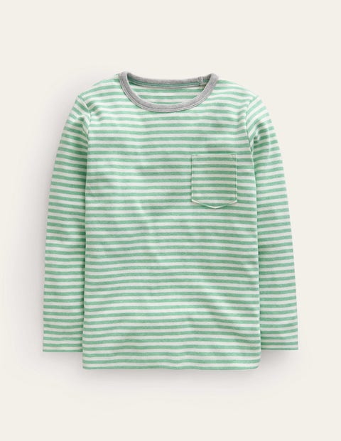 Mini Boden Kids' Cosy Brushed Top Pea Green/ivory Girls Boden