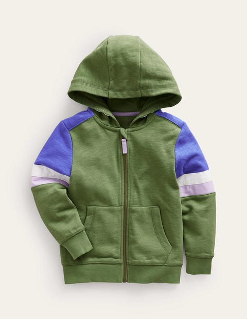 Colourblock Zip Hoodie - Safari Green/Blue Heron | Boden US