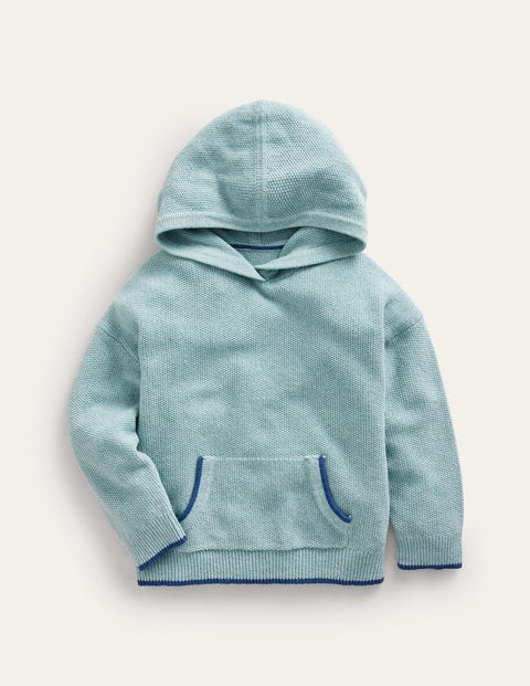 Knitted Hoodie Aqua Sea Blue Boys Boden, Aqua Sea Blue