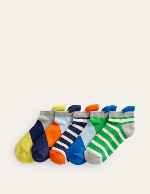 Mini Boden Kids' Trainer Socks 5 Pack Multi Stripe Girls Boden