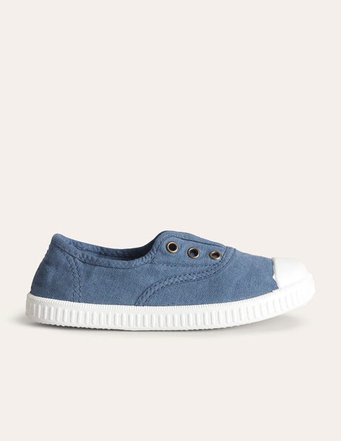 Boden Kids' Laceless Canvas Pull-ons College Navy Girls  In Blue