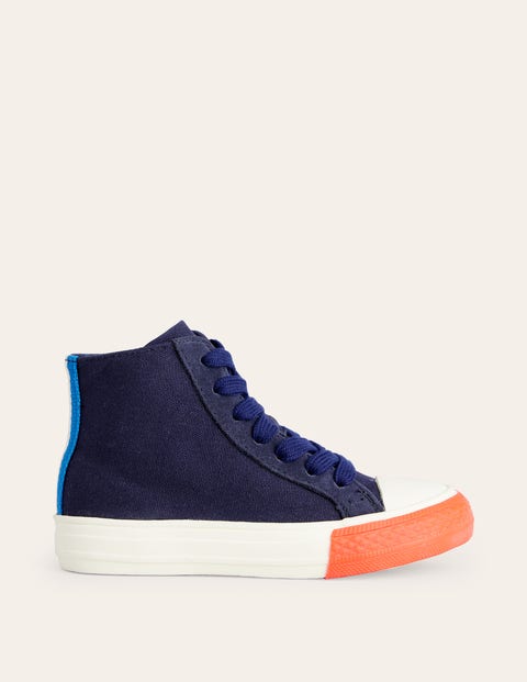 Hochgeschnittene Canvas-Sneaker mit Kontrastdetails Jungen Boden, Marineblau Blau
