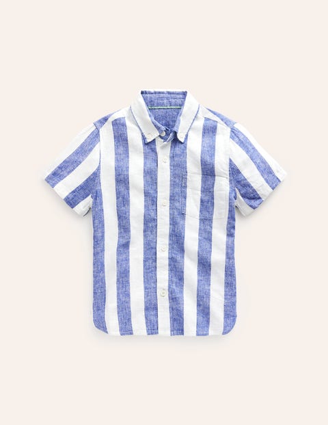 Cotton Linen Shirt Blue Boys Boden