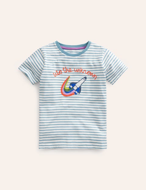 Embroidered Graphic T-shirt Blue Boys Boden