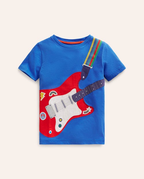 Shop Mini Boden Appliqué Guitar T-shirt Duck Egg Blue Guitar Boys Boden