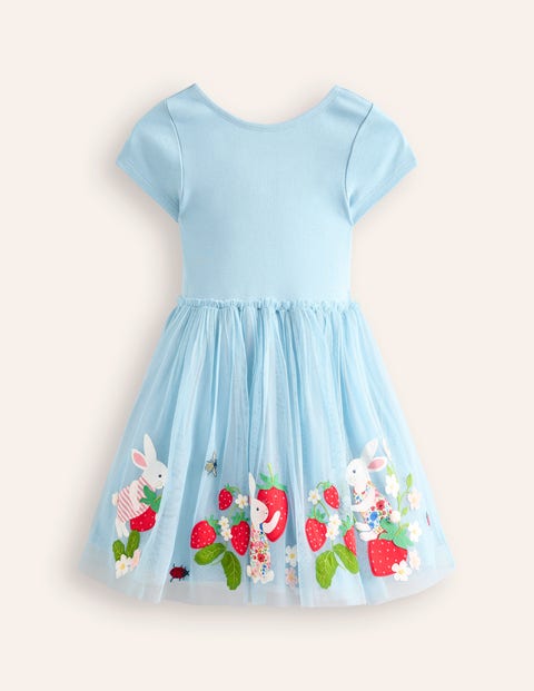 Katie Applique Tulle Dress Almond Pink Unicorns Boden AU