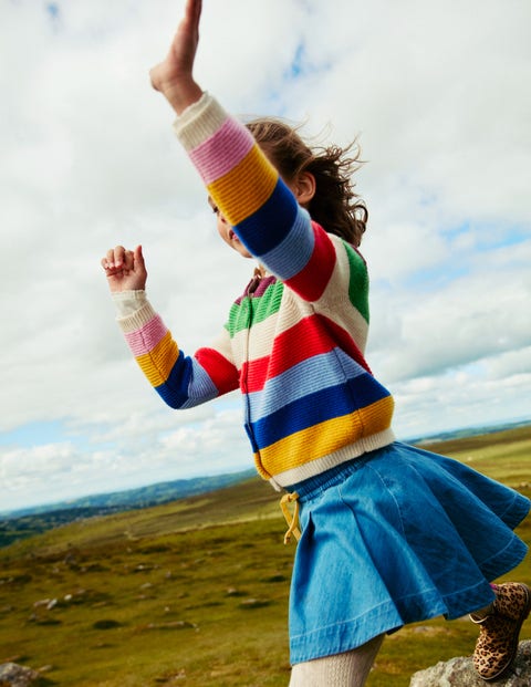 Textured Cardigan Rainbow Multi Stripe Boden UK