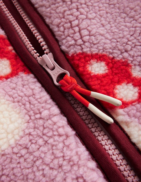 Teddyfelljacke mit durchgehendem Reißverschluss - Vintage-Rosa Große ...