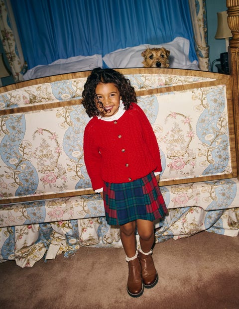 Helen Kilt Red and French Navy Check Boden US