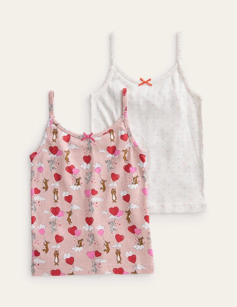 Vests 2 Pack Pink Bunny Hearts Girls Boden, Pink Bunny Hearts