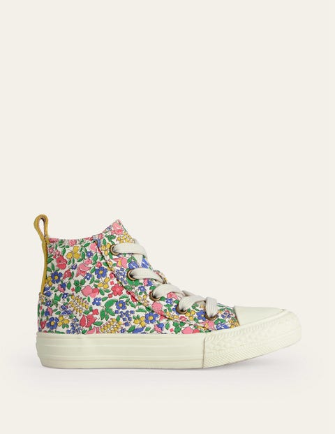 Hochgeschnittene Canvas-Sneaker Mädchen Boden, Bunt Blumenbeet