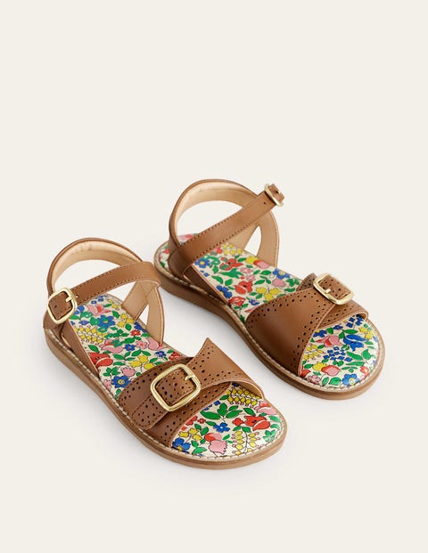Leather Buckle Sandals Brown Girls Boden
