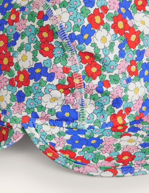Mini Boden Kids' Printed Sun-safe Swim Hat Multi & Nautical Floral Girls Boden