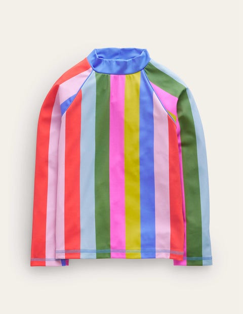 Mini Boden Kids' Long-sleeved Rash Vest Soft Multi Stripe Girls Boden
