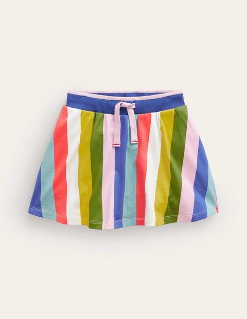 Mini Boden Kids' Printed Jersey Skort Multi Rainbow Stripe Girls Boden