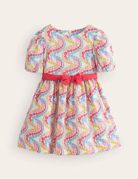 Cotton Linen Vintage Dress - Multi Floral Wave